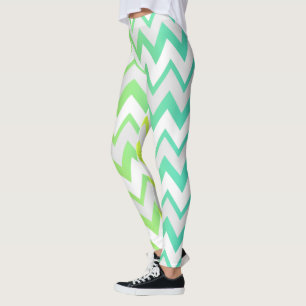 Chevron patroon lime groene blauwgroen aqua ombre leggings