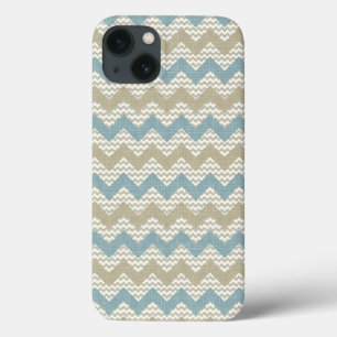 Chevron-patroon op linnetextuur iPhone 13 hoesje