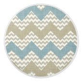 Chevron-patroon op linnetextuur keramische knop (Voorkant)