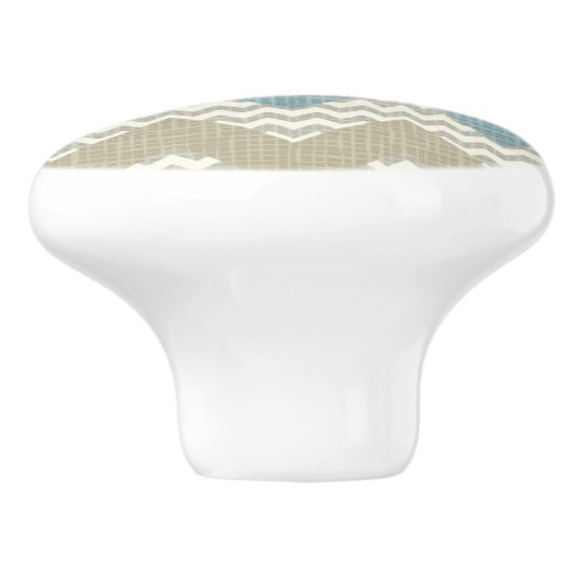 Chevron-patroon op linnetextuur keramische knop (Zijkant)