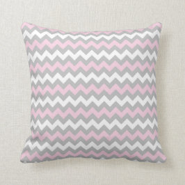 CHEVRON PATROON PILLOW, Roze grijs en wit Kussen