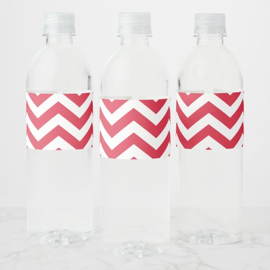 Chevron Patroon: Rood Waterfles Etiket (Flessen)