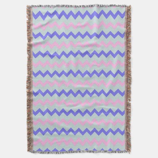 Chevron patroon roze blauw deken (Voorkant Verticaal)