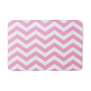 Chevron Patroon Roze en Wit Badmat