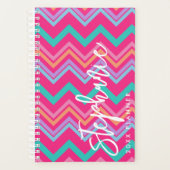 Chevron Patroonscriptnaam 6 foto's terug roze Planner (Voorkant)