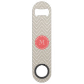 Chevron Pattern 2A Monogram Beige Coral Speed Flessenopener (Achterkant)