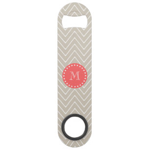 Chevron Pattern 2A Monogram Beige Coral Speed Flessenopener