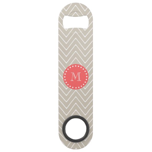 Chevron Pattern 2A Monogram Beige Coral Speed Flessenopener (Voorkant)