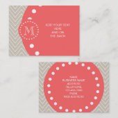 Chevron Pattern 2A Monogram Beige Coral Visitekaartje (Voorkant / Achterkant)