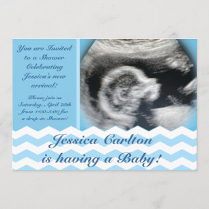 Chevron Pattern Baby Boy Shower Invitations Kaart