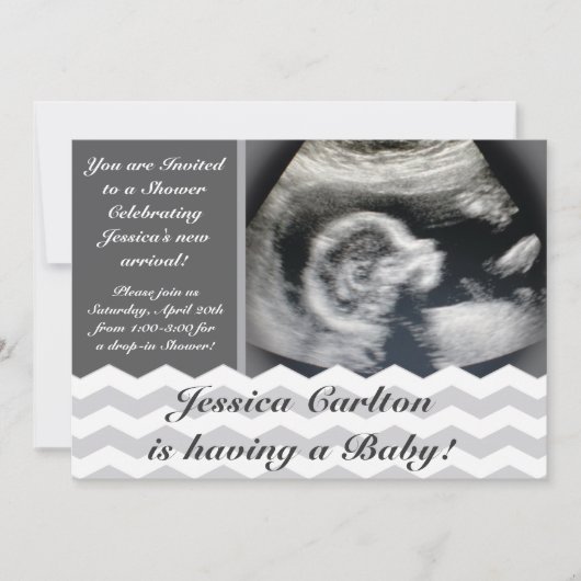 Chevron Pattern Baby Shower Invitaties Kaart (Voorkant)