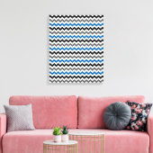 Chevron Pattern Background Blue Grey Black White Canvas Afdruk (Insitu (Woonkamer))