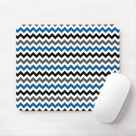 Chevron Pattern Background Blue Grey Black White Muismat (Met muis)