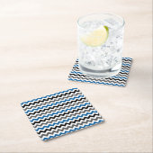Chevron Pattern Background Blue Grey Black White Vierkante Kartonnen Onderzetter (Insitu)