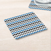 Chevron Pattern Background Blue Grey Black White Vierkante Kartonnen Onderzetter (Schuin)