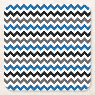 Chevron Pattern Background Blue Grey Black White Vierkante Kartonnen Onderzetter