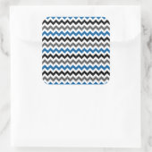 Chevron Pattern Background Blue Grey Black White Vierkante Sticker (Tas)