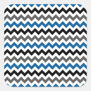 Chevron Pattern Background Blue Grey Black White Vierkante Sticker
