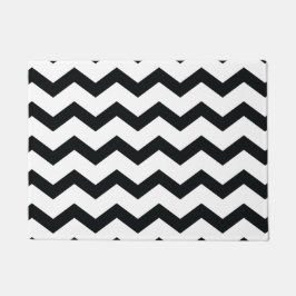 Chevron Pattern Black and White Deurmat