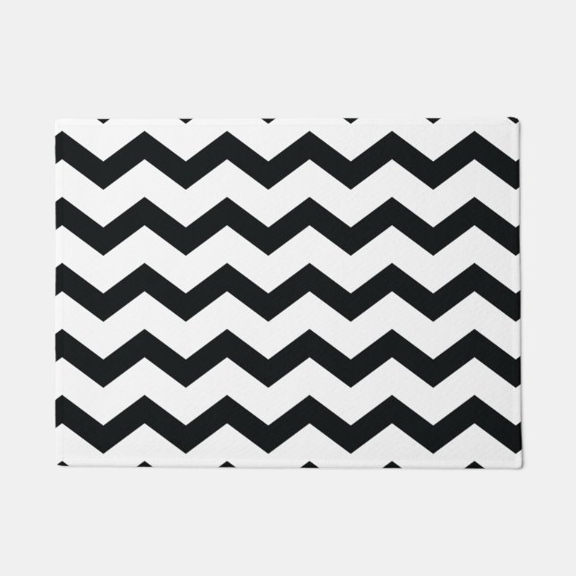 Chevron Pattern Black and White Deurmat (Voorkant)