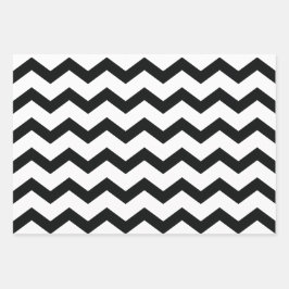 Chevron Pattern Black and White Inpakpapier Vel