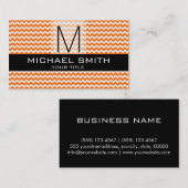 Chevron Pattern Black Modern Monogram #10 Visitekaartje (Voorkant / Achterkant)