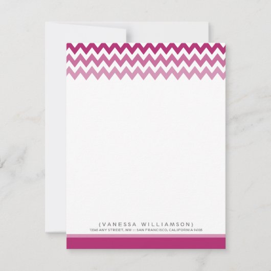 Chevron Pattern Custom Flat Note-kaarten (violet) Notitiekaartje (Voorkant)