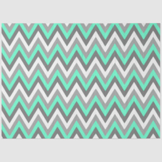 Chevron Pattern Grey White Mint Decoupage Tissuepapier