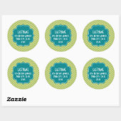 Chevron Pattern met monogram - Blauwgroen blauw en Ronde Sticker (Vel)