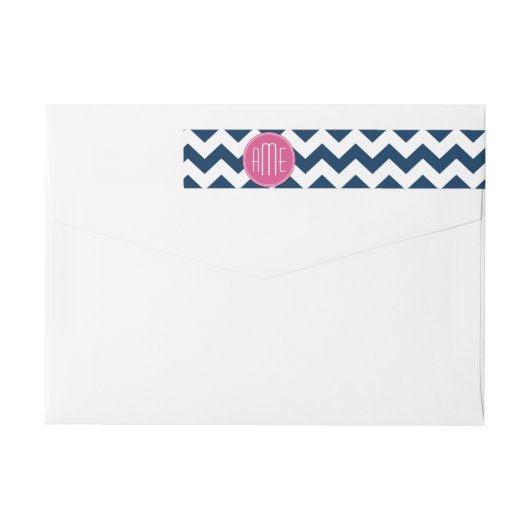 Chevron Pattern met monogram - magenta op de marin (Achterkant)