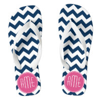 Chevron Pattern met monogram - magenta op de marin