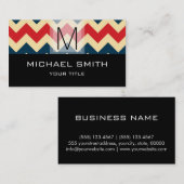 Chevron Pattern Modern Black Monogram #10 Visitekaartje (Voorkant / Achterkant)