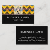 Chevron Pattern Modern Black Monogram #11 Visitekaartje (Voorkant / Achterkant)