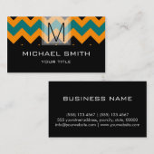 Chevron Pattern Modern Black Monogram #8 Visitekaartje (Voorkant / Achterkant)
