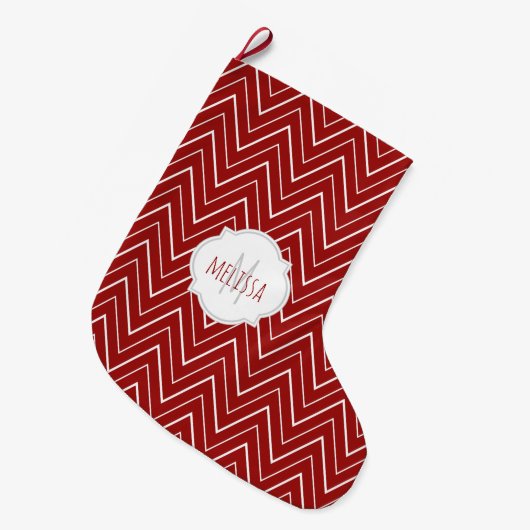 Chevron Pattern Monogram kerstaking Grote Kerstsok (Voorkant (Hangend))