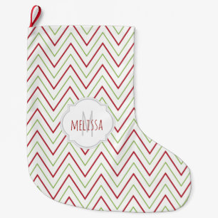 Chevron Pattern Monogram kerstaking Grote Kerstsok