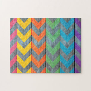 Chevron Pattern on Wood Texture by Shirley Taylor Legpuzzel