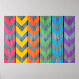 Chevron Pattern on Wood Texture by Shirley Taylor Poster