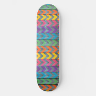 Chevron Pattern on Wood Texture by Shirley Taylor Skateboard
