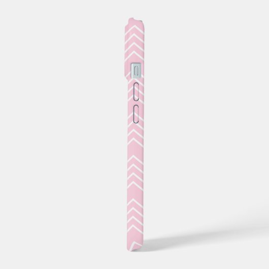 Chevron Pattern - Roze funky Script Naam iPhone 15 Hoesje (Linkerkant)