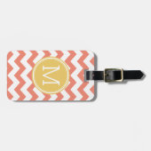 Chevron Pattern Single Monogram - Koraal en Citroe Bagagelabel (Voorkant horizontaal)