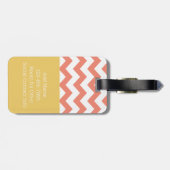 Chevron Pattern Single Monogram - Koraal en Citroe Bagagelabel (Achterkant horizontaal)
