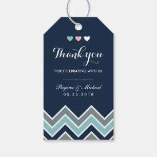 Chevron Pattern Vrijgezellenfeest Blue Gift Label Cadeaulabel