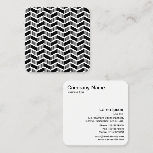 Chevron Pattern - Zwart-wit Vierkante Visitekaartje (Voorkant / Achterkant)