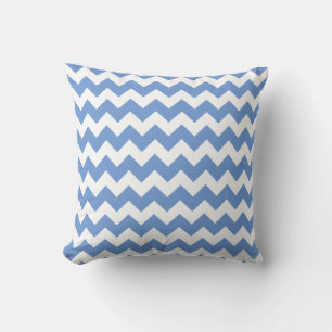 Chevron Périwinkle Oreiller bleu et blanc