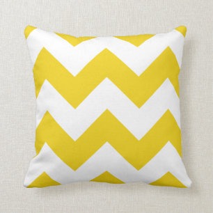 Chevron Pillow met Lemon Yellow Zigzag Kussen