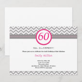 Chevron Pink Birthday Uitnodiging (Voorkant / Achterkant)