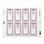Chevron Pink Elephant Book Bord Label (Full Sheet)