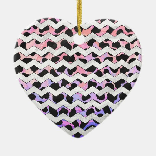 Chevron Pink en Black Dalmation Keramisch Ornament (Voorkant)