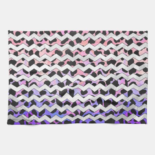 Chevron Pink en Black Dalmation Theedoek (Horizontaal)